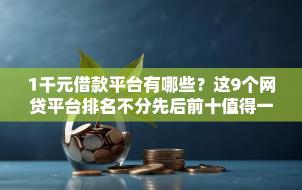 1千元借款平台有哪些？这9个网贷平台排名不分先后前十值得一试