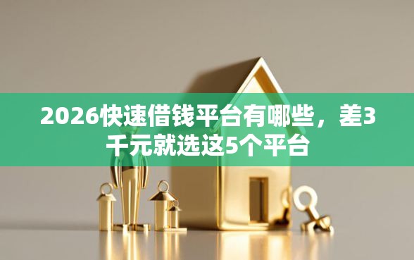 2026快速借钱平台有哪些，差3千元就选这5个平台