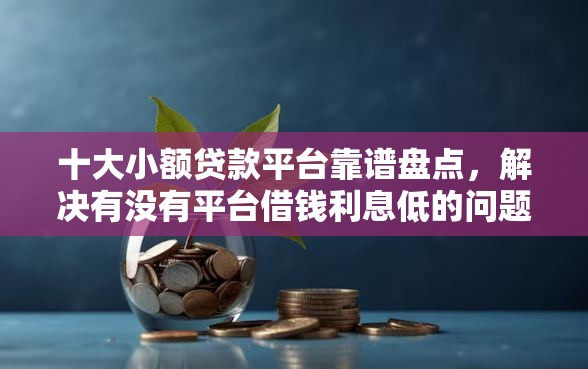 十大小额贷款平台靠谱盘点，解决有没有平台借钱利息低的问题