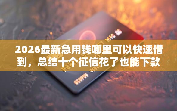 2026最新急用钱哪里可以快速借到,总结十个征信花了也能下款的平台! 2026最新急用钱哪里可以快速借到,总结十个征信花了也能下款的平台!