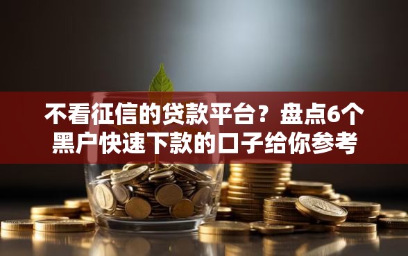 不看征信的贷款平台？盘点6个黑户快速下款的口子给你参考