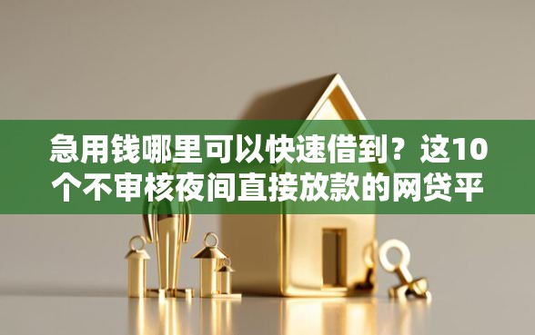 急用钱哪里可以快速借到？这10个不审核夜间直接放款的网贷平台值得一试