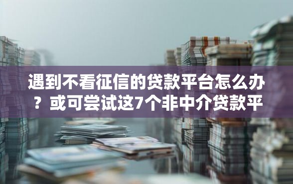 遇到不看征信的贷款平台怎么办？或可尝试这7个非中介贷款平台