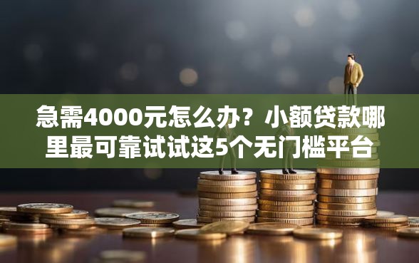 急需4000元怎么办？小额贷款哪里最可靠试试这5个无门槛平台