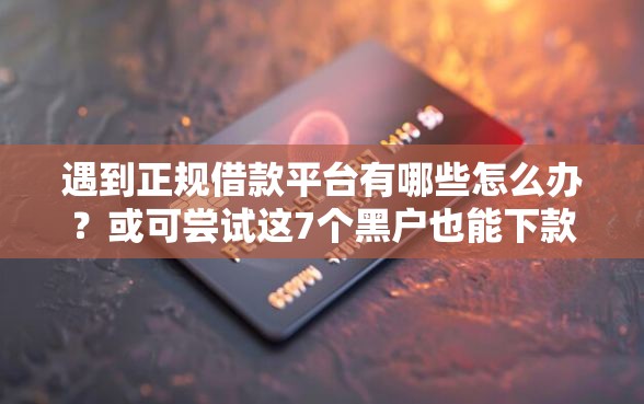 遇到正规借款平台有哪些怎么办？或可尝试这7个黑户也能下款的软件