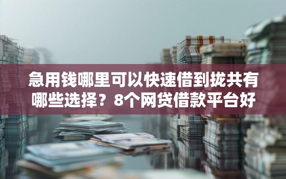 急用钱哪里可以快速借到拢共有哪些选择？8个网贷借款平台好下款详解