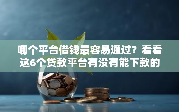 哪个平台借钱最容易通过？看看这6个贷款平台有没有能下款的