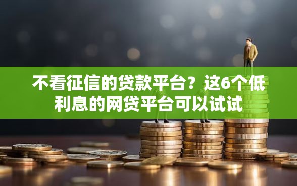 不看征信的贷款平台？这6个低利息的网贷平台可以试试
