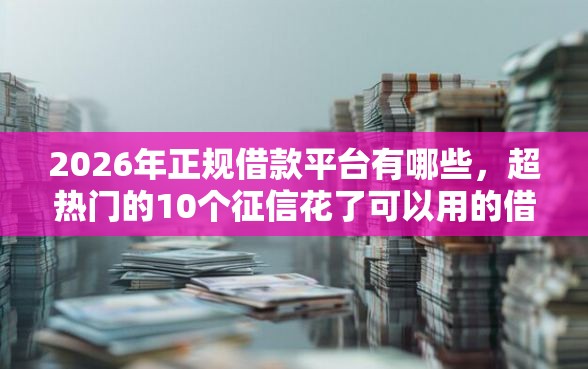 2026年正规借款平台有哪些，超热门的10个征信花了可以用的借款平台推荐