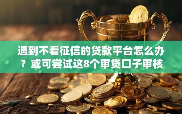 遇到不看征信的贷款平台怎么办？或可尝试这8个审贷口子审核加快的口子