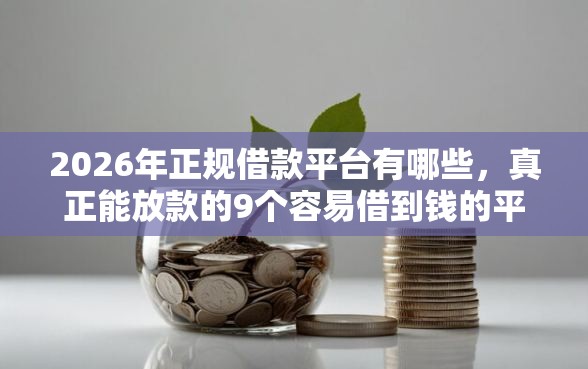 2026年正规借款平台有哪些，真正能放款的9个容易借到钱的平台推荐