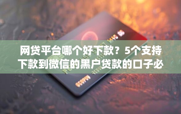 网贷平台哪个好下款？5个支持下款到微信的黑户贷款的口子必下app