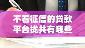 不看征信的贷款平台拢共有哪些选择？5个未成年贷款的平台详解