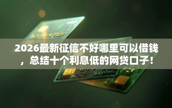 2026最新征信不好哪里可以借钱，总结十个利息低的网贷口子！