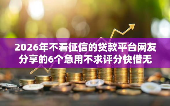 2026年不看征信的贷款平台网友分享的6个急用不求评分快借无忧的口子我觉得不错！
