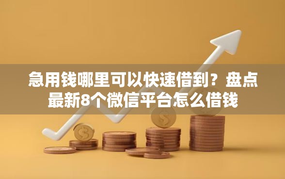 急用钱哪里可以快速借到？盘点最新8个微信平台怎么借钱
