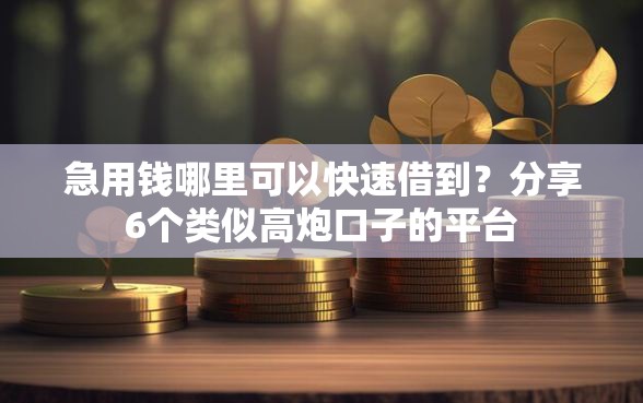 急用钱哪里可以快速借到？分享6个类似高炮口子的平台