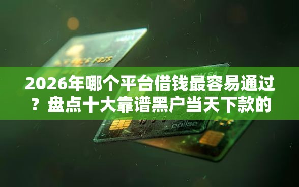 2026年哪个平台借钱最容易通过？盘点十大靠谱黑户当天下款的口子