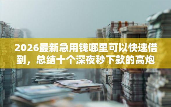 2026最新急用钱哪里可以快速借到，总结十个深夜秒下款的高炮口子！