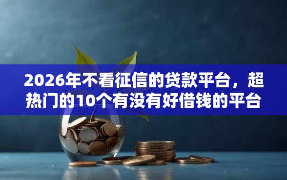 2026年不看征信的贷款平台，超热门的10个有没有好借钱的平台推荐