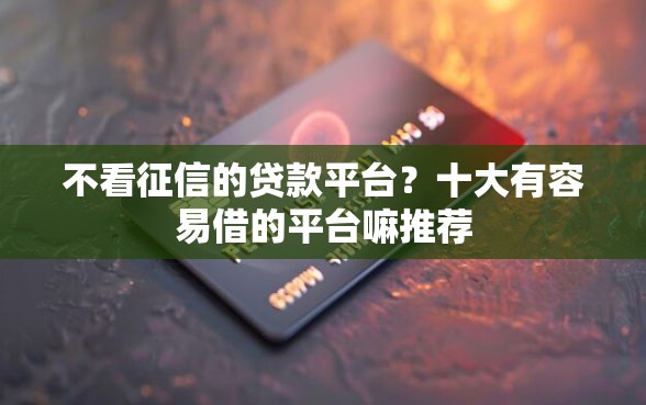不看征信的贷款平台？十大有容易借的平台嘛推荐