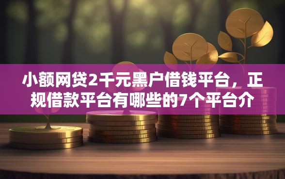 小额网贷2千元黑户借钱平台，正规借款平台有哪些的7个平台介绍