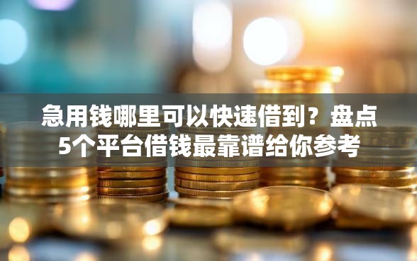 急用钱哪里可以快速借到？盘点5个平台借钱最靠谱给你参考