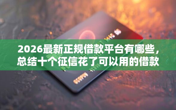 2026最新正规借款平台有哪些，总结十个征信花了可以用的借款平台！