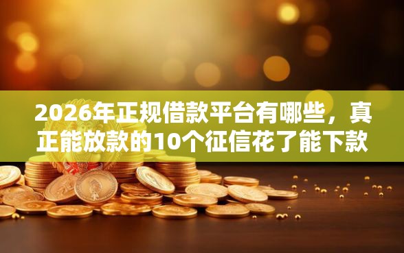 2026年正规借款平台有哪些，真正能放款的10个征信花了能下款的平台推荐