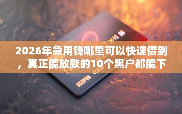 2026年急用钱哪里可以快速借到，真正能放款的10个黑户都能下的软件推荐