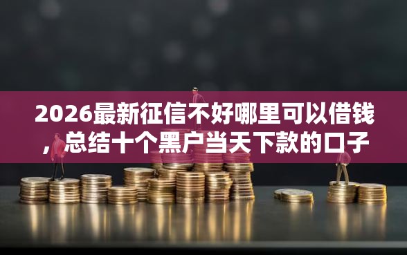 2026最新征信不好哪里可以借钱，总结十个黑户当天下款的口子！