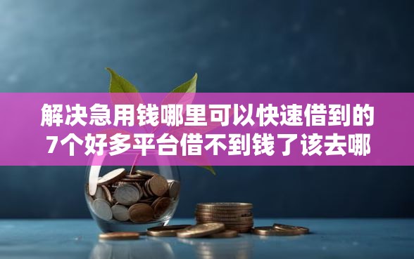 解决急用钱哪里可以快速借到的7个好多平台借不到钱了该去哪借钱分享