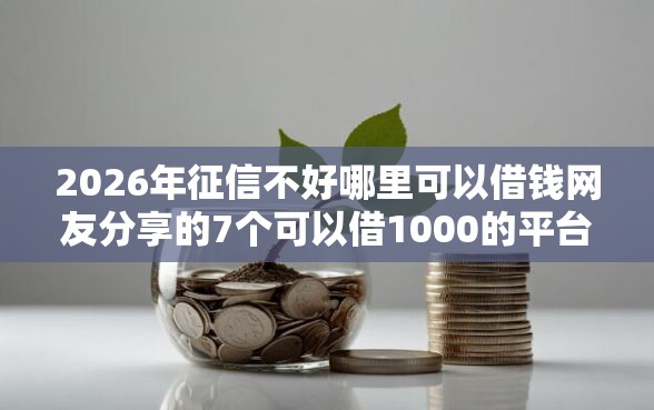2026年征信不好哪里可以借钱网友分享的7个可以借1000的平台秒下款我觉得不错！