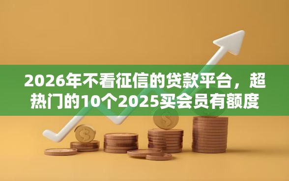 2026年不看征信的贷款平台，超热门的10个2025买会员有额度的口子推荐
