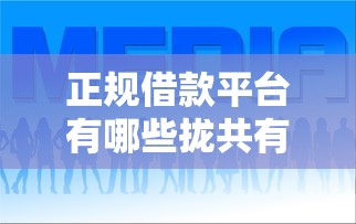 正规借款平台有哪些拢共有哪些选择？5个正规网络贷款平台详解