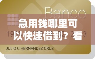 急用钱哪里可以快速借到？看看这8个贷款平台有没有能下款的