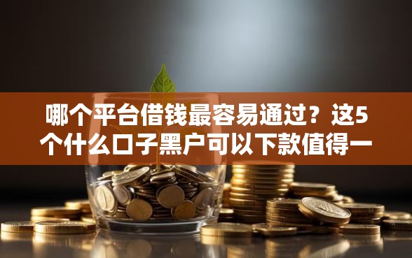 哪个平台借钱最容易通过？这5个什么口子黑户可以下款值得一试