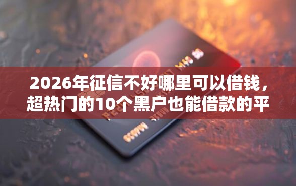 2026年征信不好哪里可以借钱，超热门的10个黑户也能借款的平台推荐