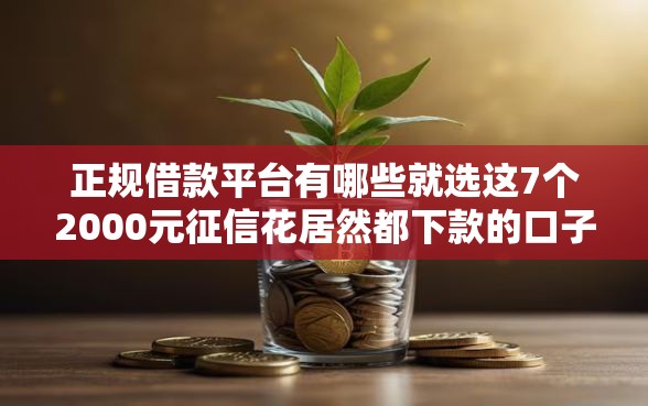 正规借款平台有哪些就选这7个2000元征信花居然都下款的口子