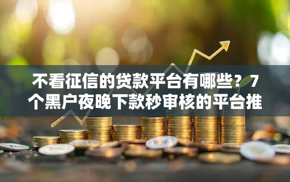 不看征信的贷款平台有哪些？7个黑户夜晚下款秒审核的平台推荐给你