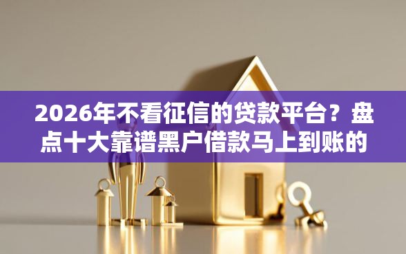 2026年不看征信的贷款平台？盘点十大靠谱黑户借款马上到账的口子