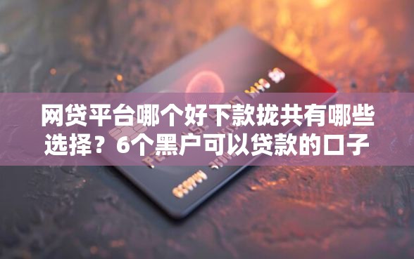 网贷平台哪个好下款拢共有哪些选择？6个黑户可以贷款的口子详解