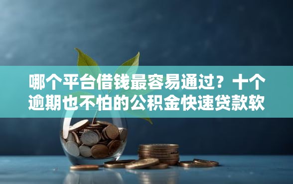 哪个平台借钱最容易通过？十个逾期也不怕的公积金快速贷款软件