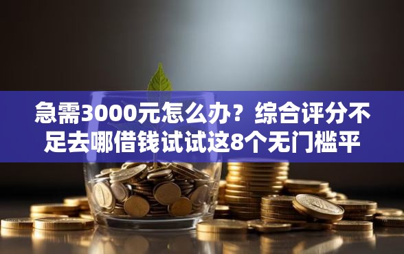 急需3000元怎么办？综合评分不足去哪借钱试试这8个无门槛平台