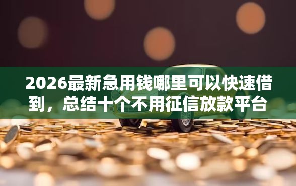2026最新急用钱哪里可以快速借到，总结十个不用征信放款平台！