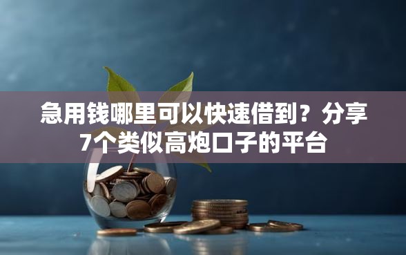 急用钱哪里可以快速借到?分享7个类似高炮口子的平台 急用钱哪里可以快速借到?分享7个类似高炮口子的平台